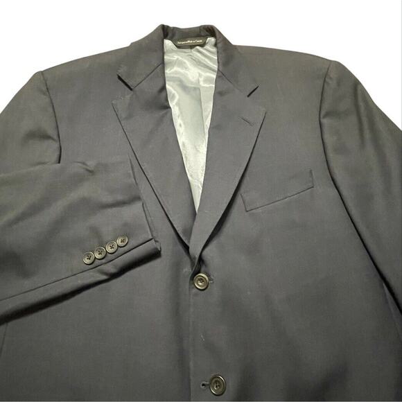 Samuelsohn 3-BTN Wool Suit Jacket Canada Solid Navy Blue Size 44 R Men - Picture 1 of 7